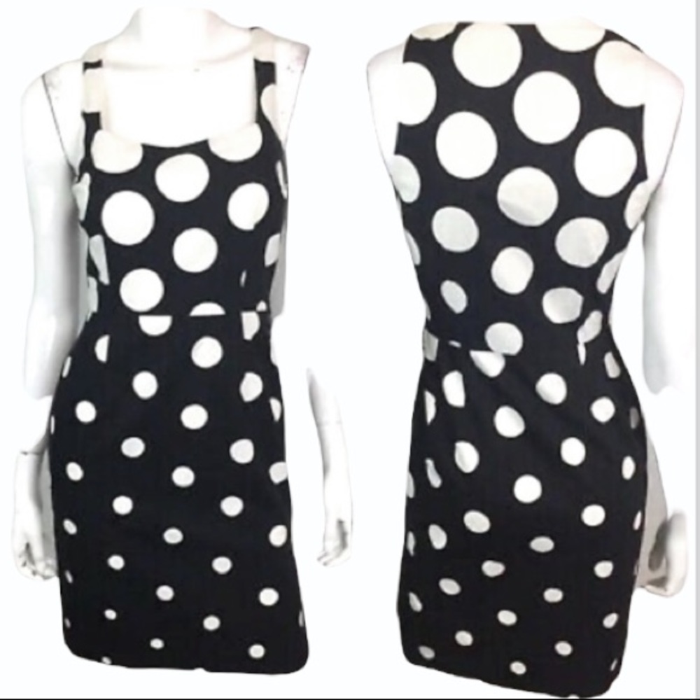 WHBM Polka-Dot Sleeveless Sheath Dress